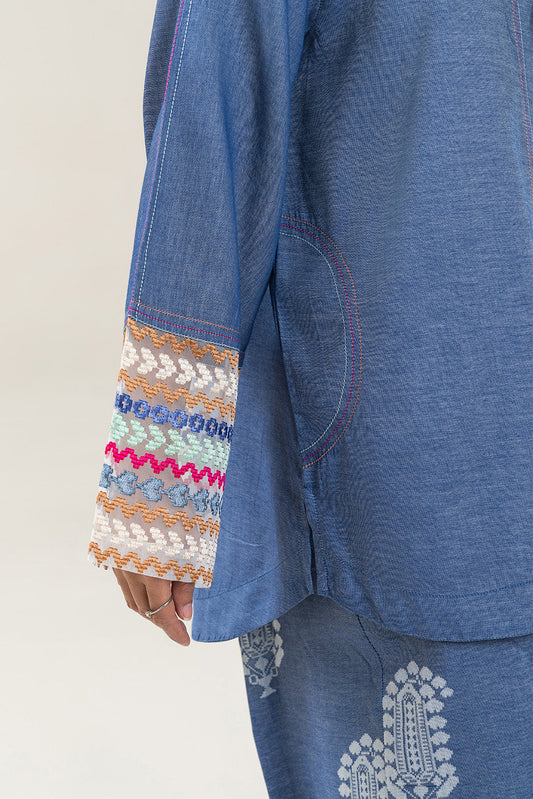 2 PIECE EMBROIDERED YARN DYED SELF JACQUARD SUIT (PRET)