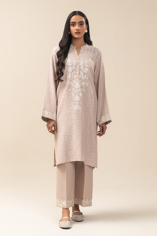 2 PIECE EMBROIDERED YARN DYED SELF JACQUARD SUIT (PRET)