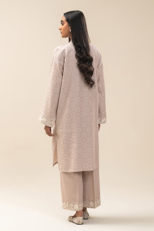 2 PIECE EMBROIDERED YARN DYED SELF JACQUARD SUIT (PRET)