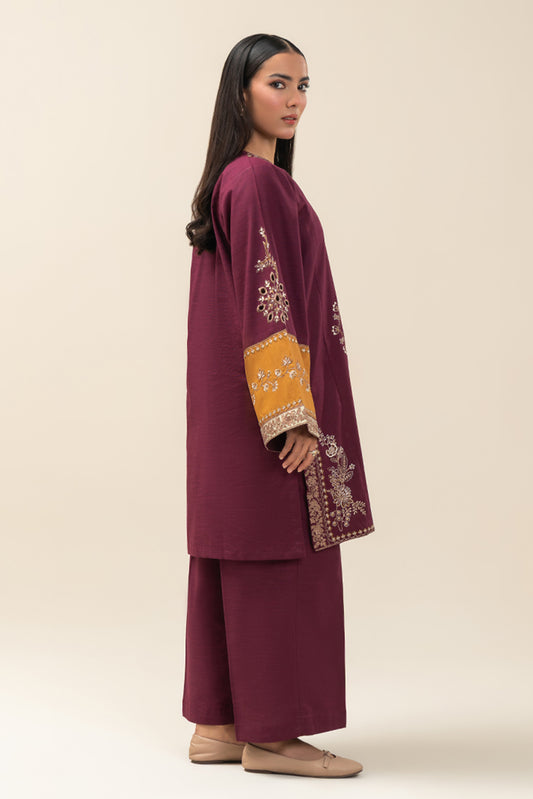 2 PIECE EMBROIDERED SLUB KHADDAR SUIT (PRET)