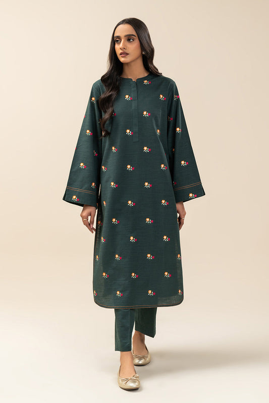 2 PIECE EMBROIDERED SLUB KHADDAR SUIT (PRET)
