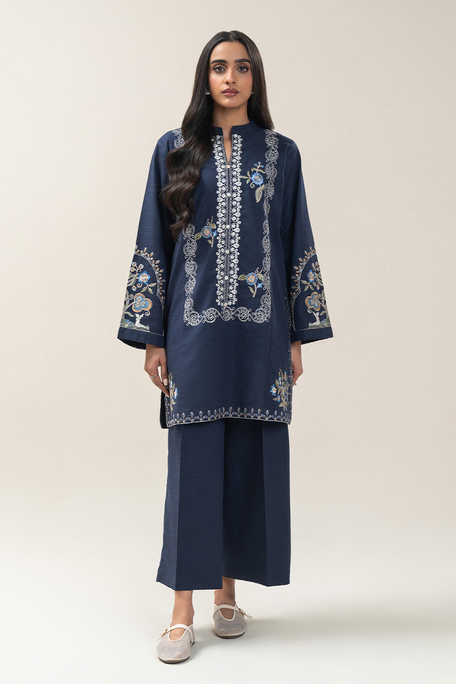 2 PIECE EMBROIDERED SLUB KHADDAR SUIT (PRET)