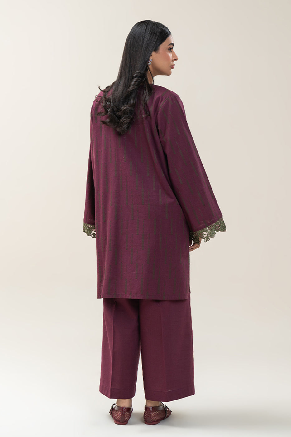 2 PIECE EMBROIDERED KHADDAR JACQUARD SUIT (PRET)