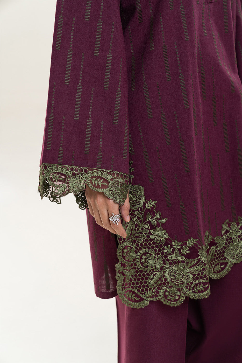 2 PIECE EMBROIDERED KHADDAR JACQUARD SUIT (PRET)