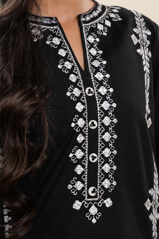 3 PIECE EMBROIDERED SLUB KHADDAR SUIT (PRET)