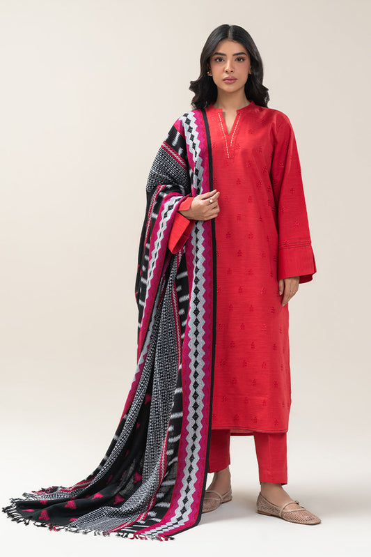 3 PIECE EMBROIDERED KHADDAR SUIT (PRET)