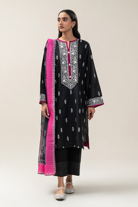 3 PIECE EMBROIDERED TWO TONE SUIT (PRET)