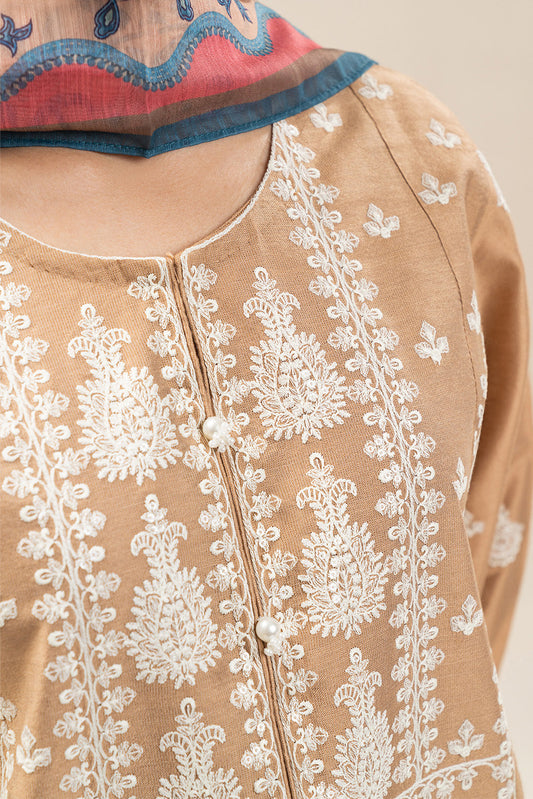 3 PIECE EMBROIDERED TWO TONE SUIT (PRET)