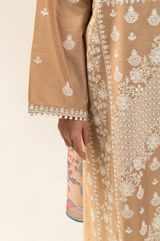 3 PIECE EMBROIDERED TWO TONE SUIT (PRET)