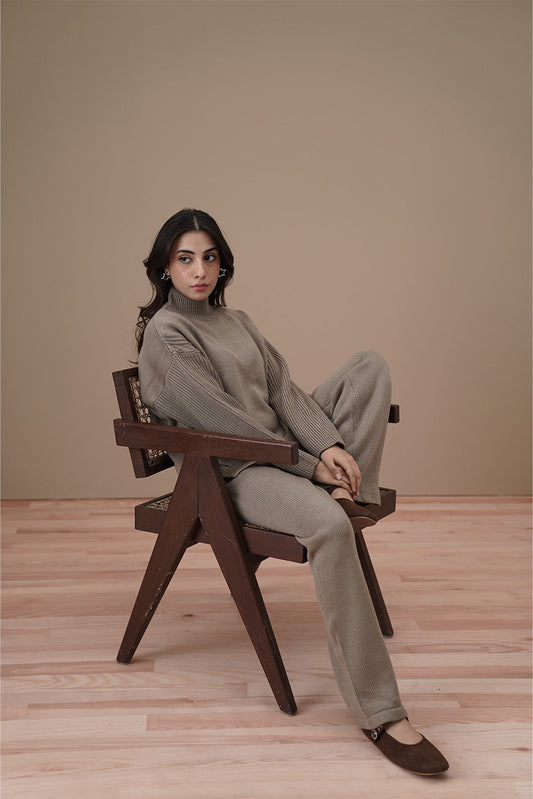 MOCK NECK CABLE-KNIT PULLOVER