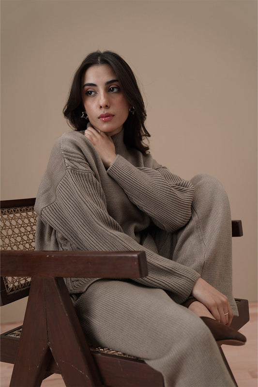 MOCK NECK CABLE-KNIT PULLOVER