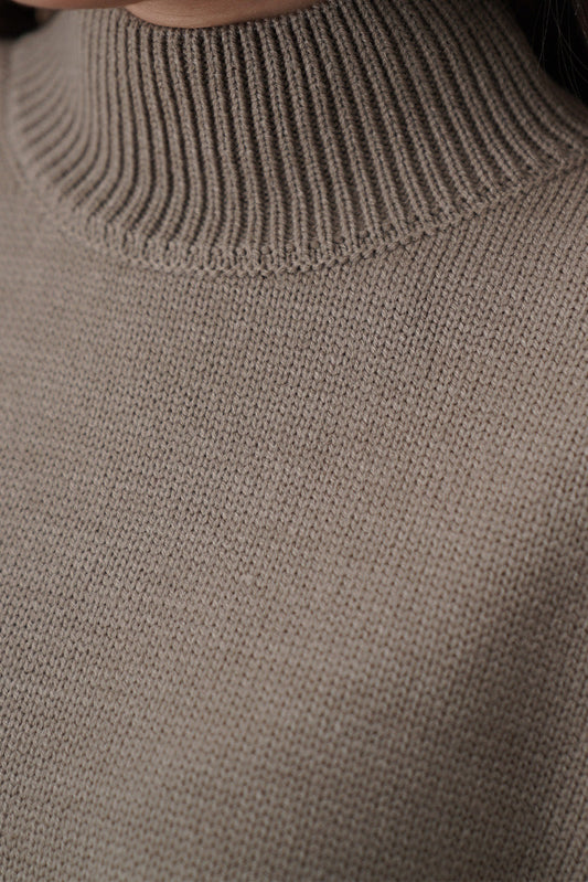 MOCK NECK CABLE-KNIT PULLOVER