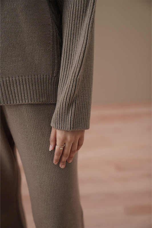 MOCK NECK CABLE-KNIT PULLOVER