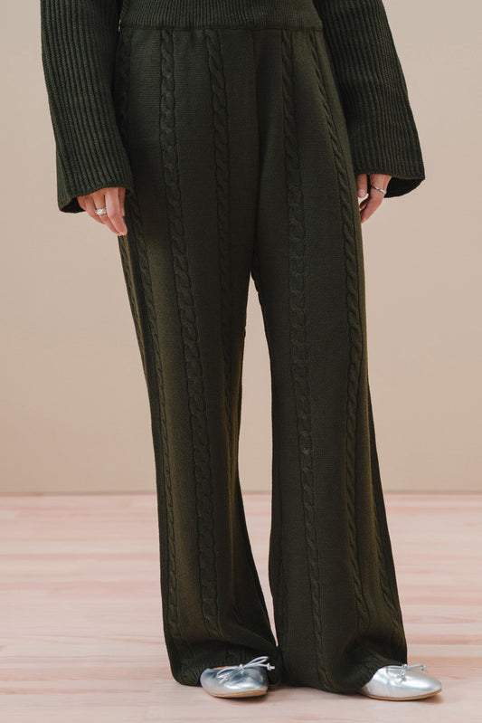 CABLE-KNIT WIDE LEG TROUSER