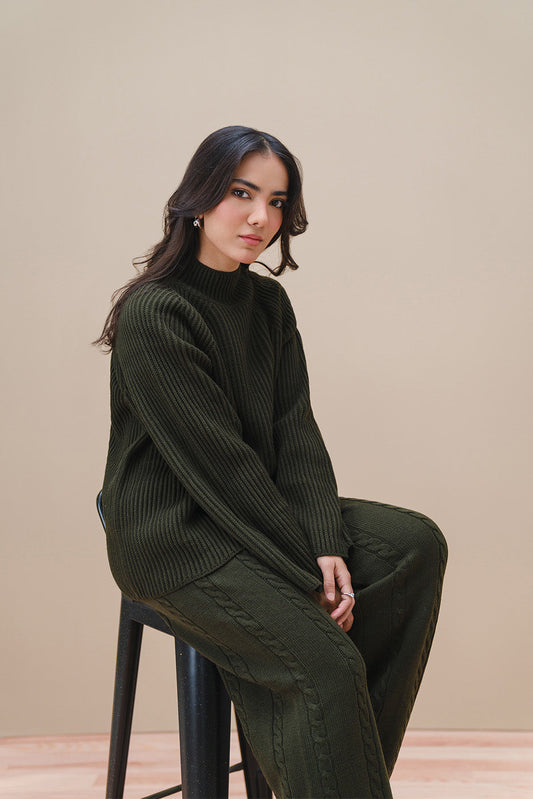 CHUNKY KNIT MOCK NECK PULLOVER