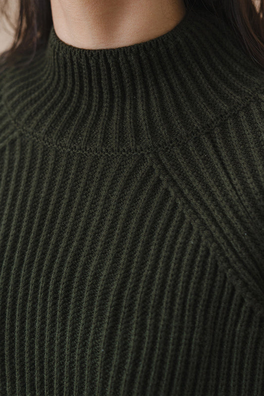 CHUNKY KNIT MOCK NECK PULLOVER