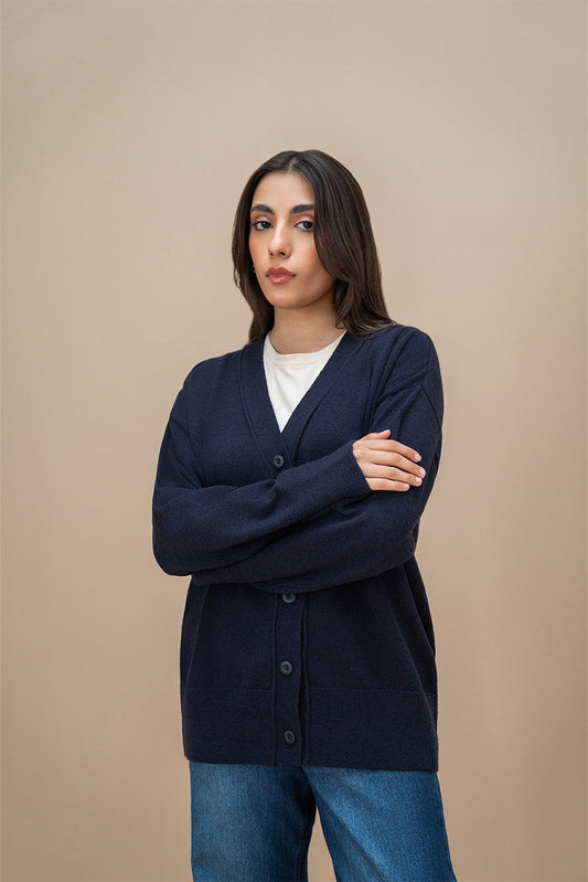V-NECK LOOSE FIT CARDIGAN