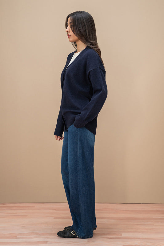 V-NECK LOOSE FIT CARDIGAN