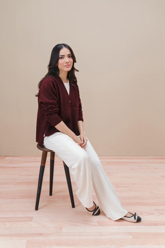 V-NECK CROPPED CARDIGAN