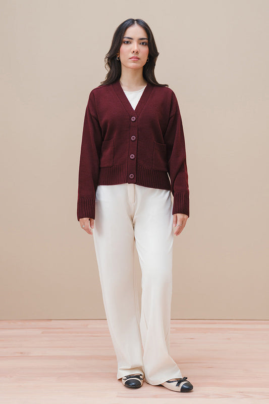 V-NECK CROPPED CARDIGAN