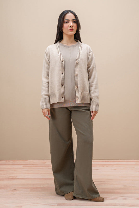 CROPPED V NECK CARDIGAN