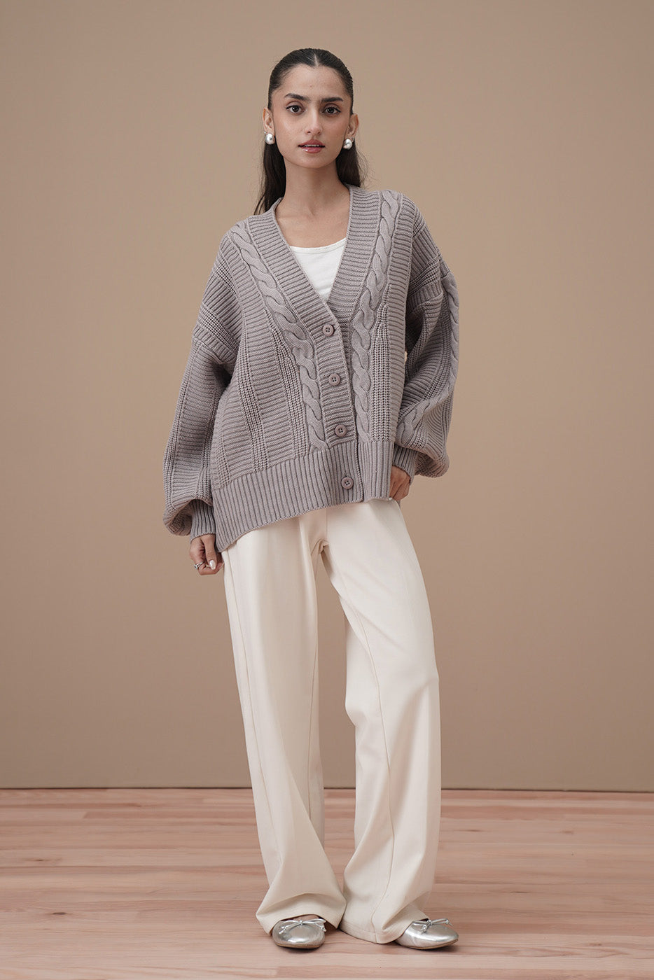 CABLE-KNIT CARDIGAN