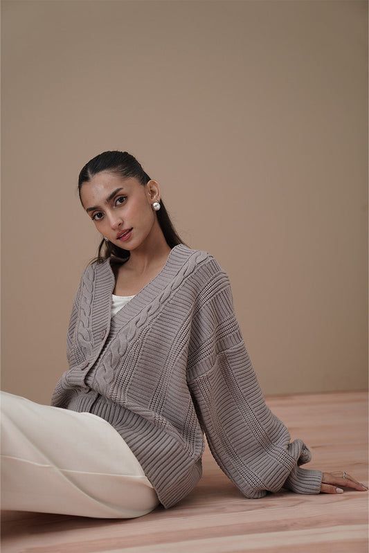 CABLE-KNIT CARDIGAN