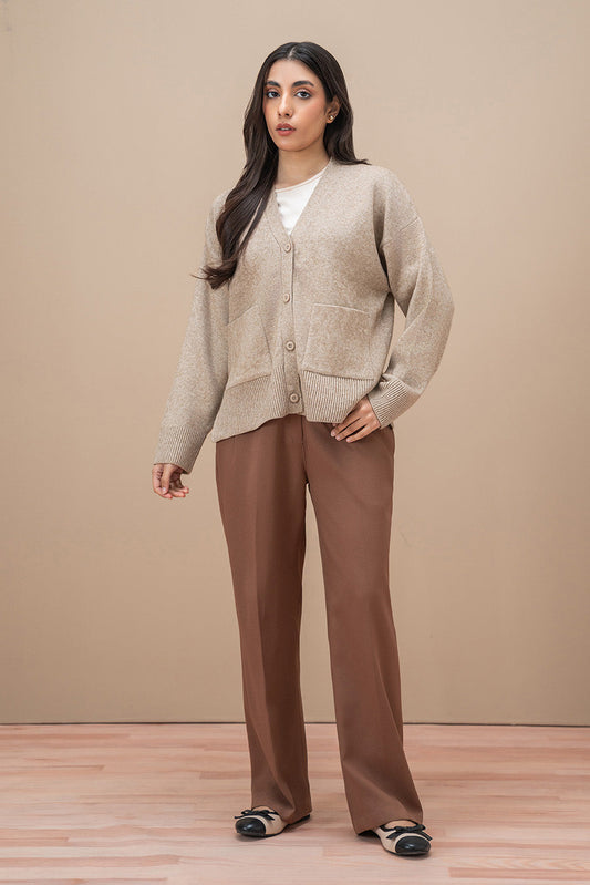 SIDE SLIT V-NECK CARDIGAN