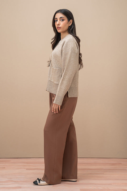 SIDE SLIT V-NECK CARDIGAN