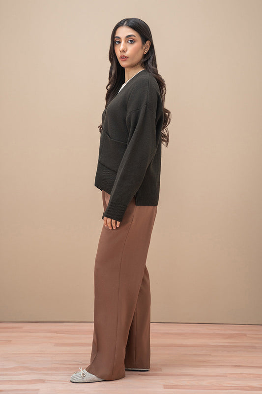 SIDE SLIT V-NECK CARDIGAN