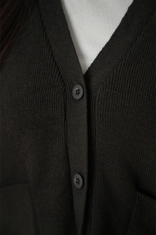 SIDE SLIT V-NECK CARDIGAN