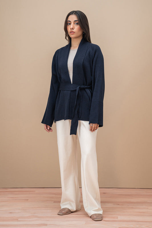 SHAWL COLLAR BELT SHRUG