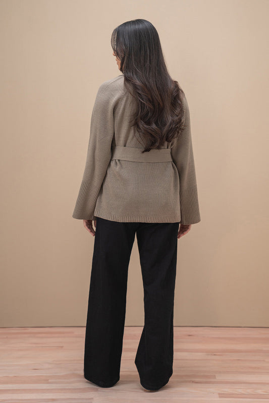 SHAWL COLLAR BELT SHRUG