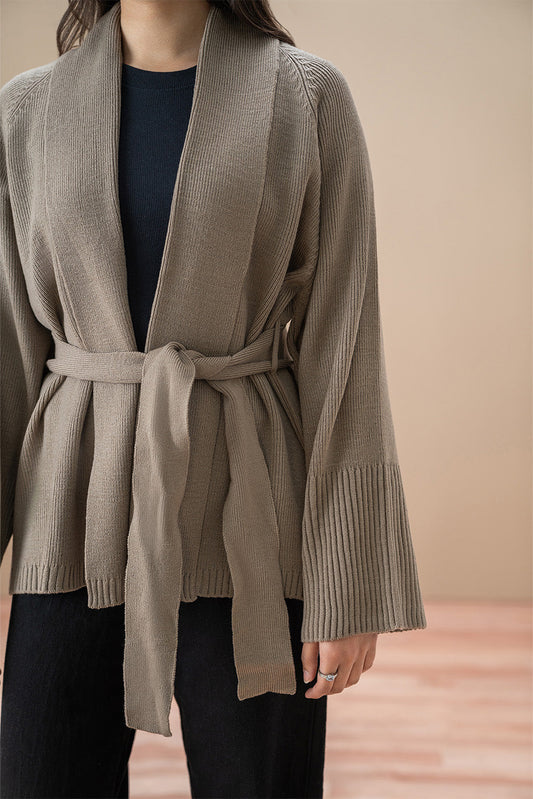 SHAWL COLLAR BELT SHRUG