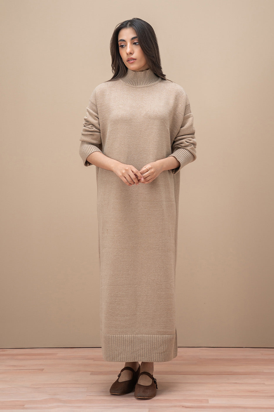MOCK NECK DRESS LONG DRESS