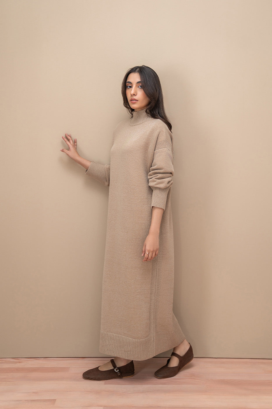 MOCK NECK DRESS LONG DRESS
