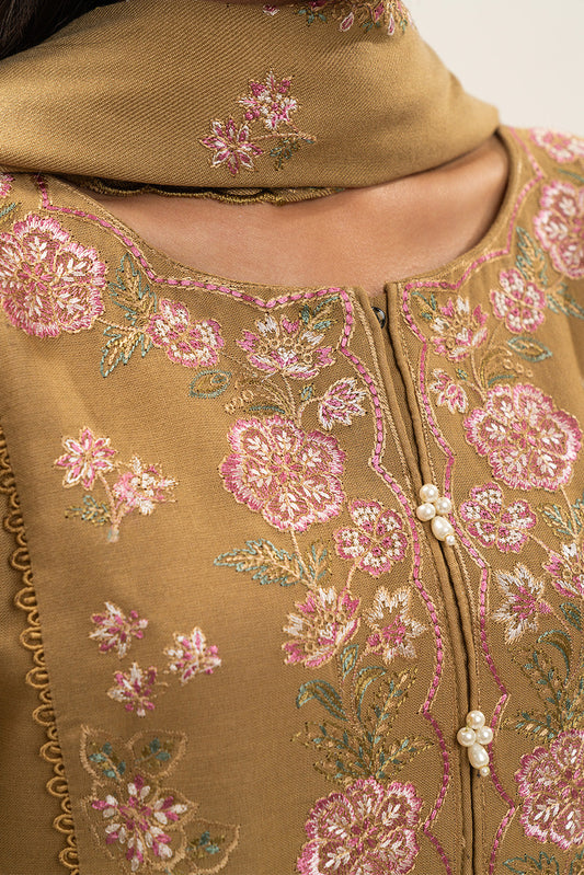 3 PIECE EMBROIDERED KHADDAR SUIT-DAISY FLORET (UNSTITCHED)