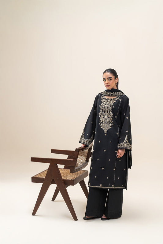 3 PIECE EMBROIDERED KHADDAR SUIT-GRAY DUST