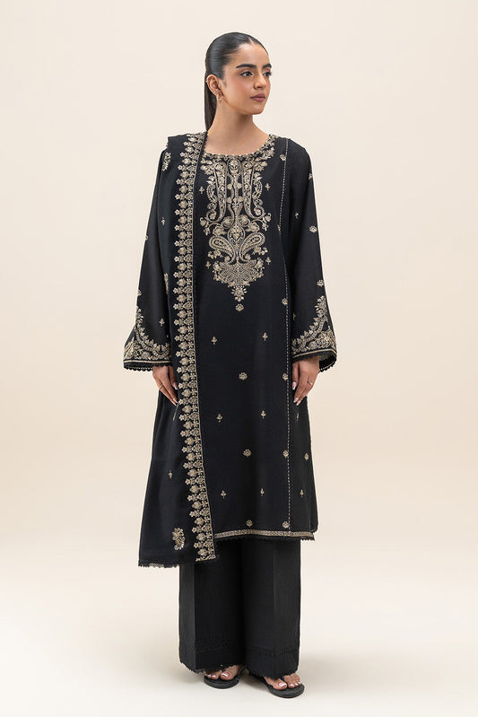 3 PIECE EMBROIDERED KHADDAR SUIT-GRAY DUST