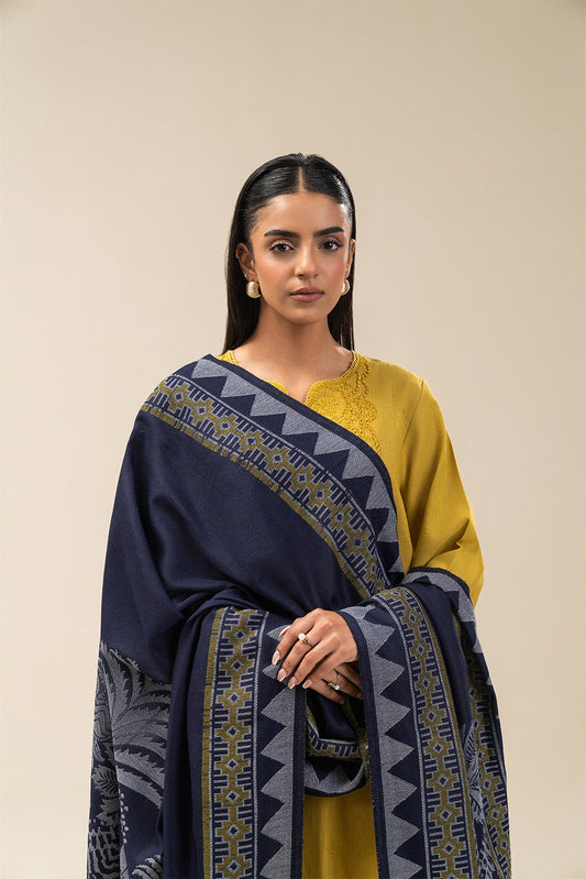 3 PIECE EMBROIDERED SLUB KHADDAR SUIT-MEDALLION BLISS (UNSTITCHED)