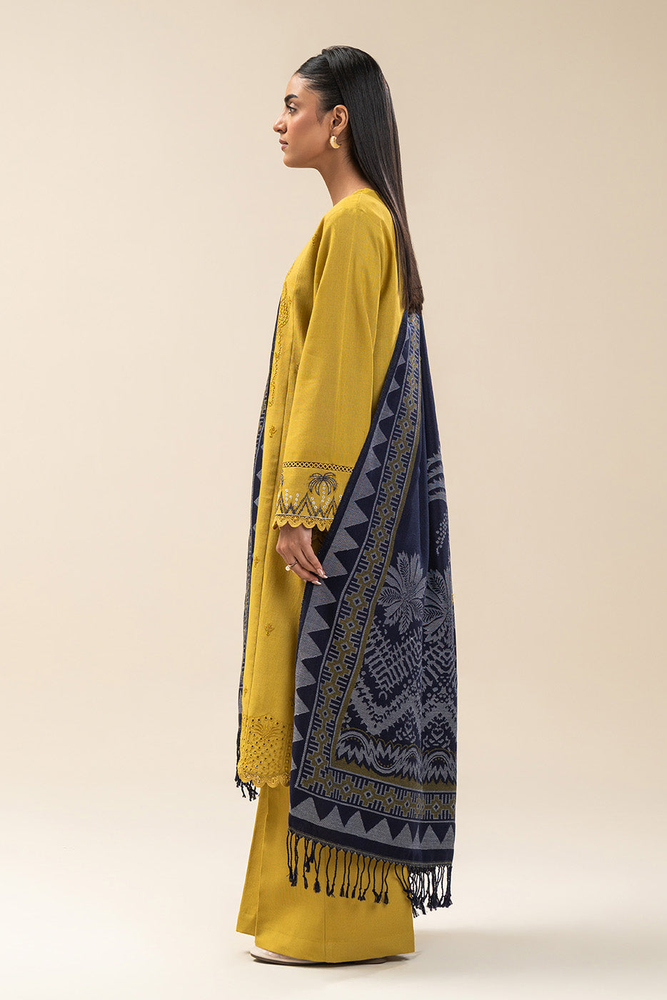 3 PIECE EMBROIDERED SLUB KHADDAR SUIT-MEDALLION BLISS (UNSTITCHED)