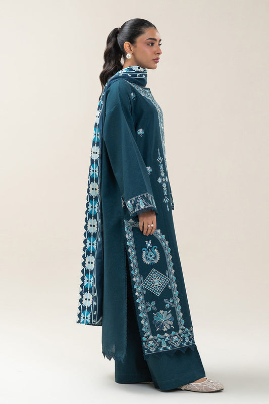 3 PIECE EMBROIDERED MULTI NAPS SUIT-DREAM BLUE