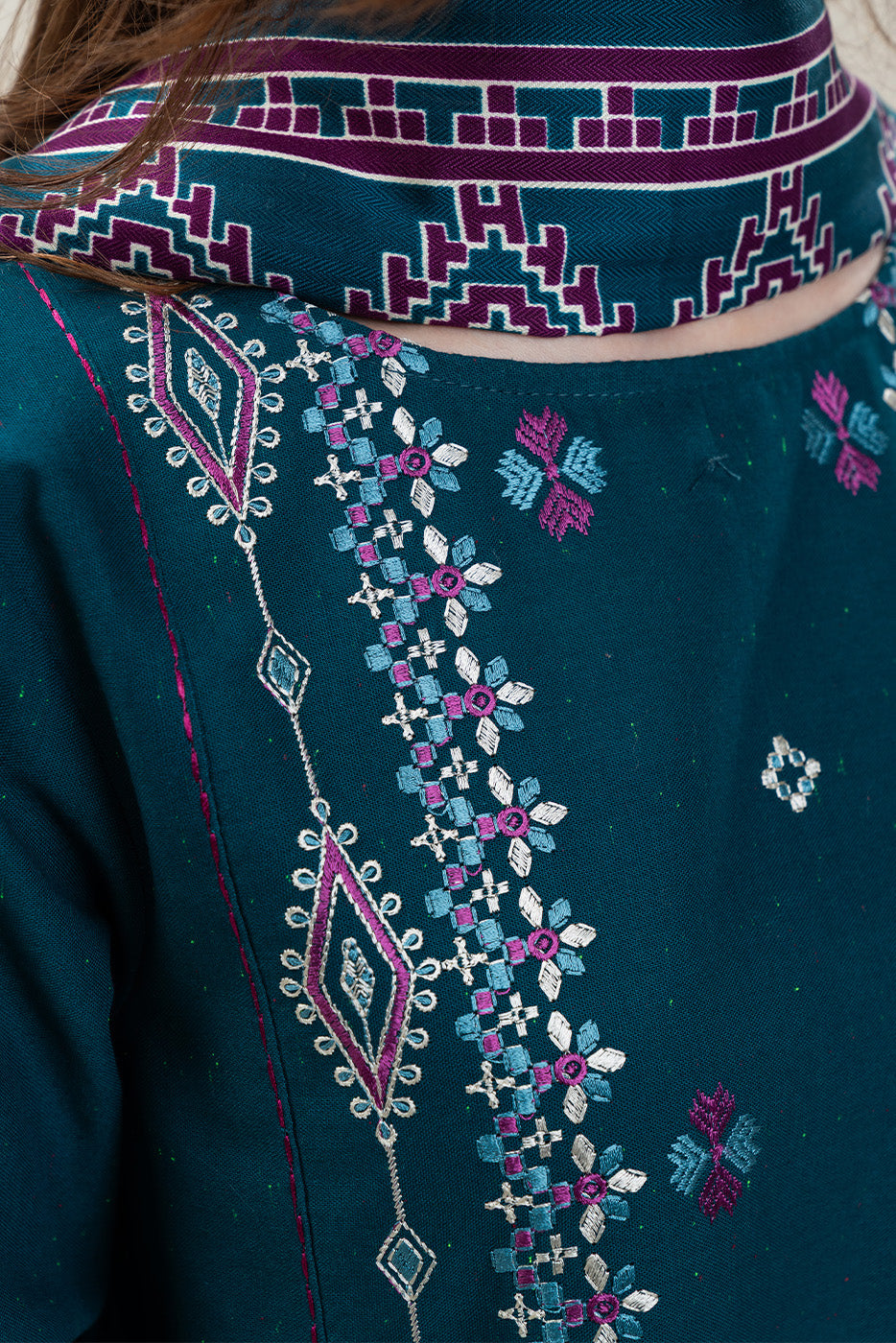 3 PIECE EMBROIDERED MULTI NAPS SUIT-IZNIK TEAL (UNSTITCHED)