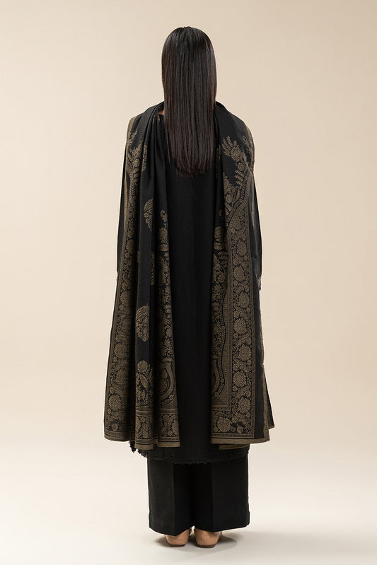 3 PIECE EMBROIDERED SLUB KHADDAR SUIT-GRAPHITE GLAM (UNSTITCHED)