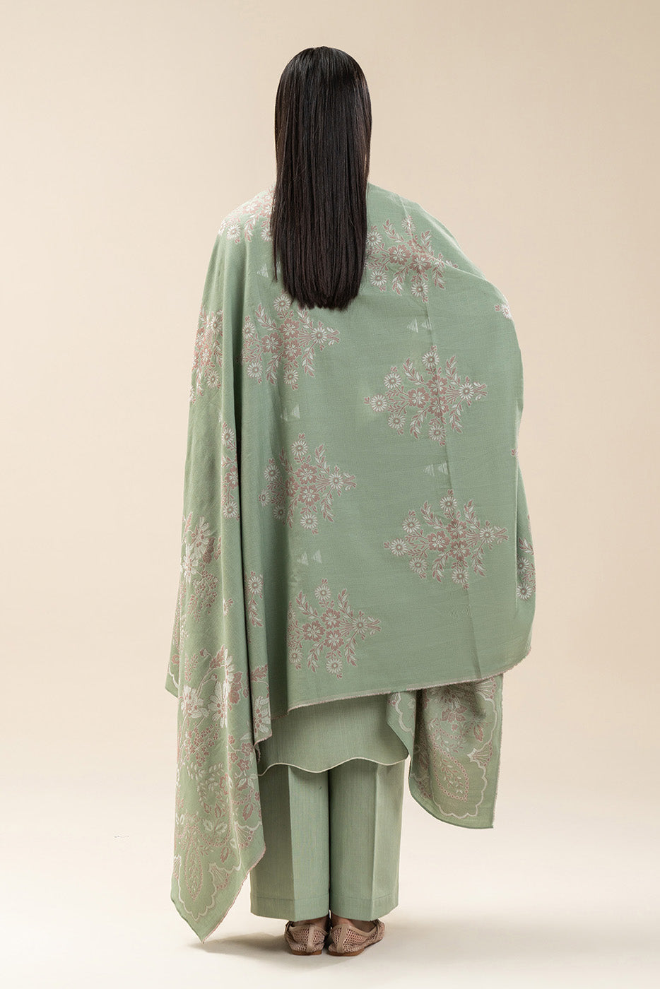 3 PIECE EMBROIDERED SLUB KHADDAR SUIT-MINT LUSH (UNSTITCHED)