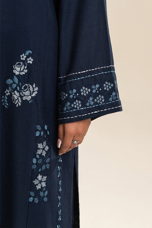 2 PIECE EMBROIDERED SLUB KHADDAR SUIT-MIDNIGHT BLUE (UNSTITCHED)