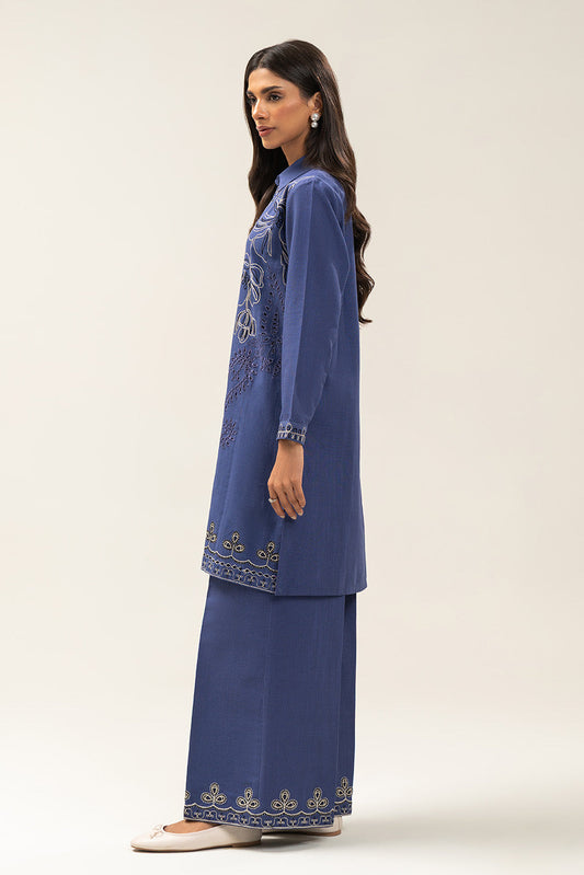 2 PIECE EMBROIDERED SLUB KHADDAR SUIT-MYSTICAL MARINE (UNSTITCHED)