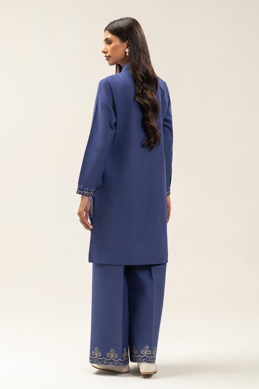 2 PIECE EMBROIDERED SLUB KHADDAR SUIT-MYSTICAL MARINE (UNSTITCHED)