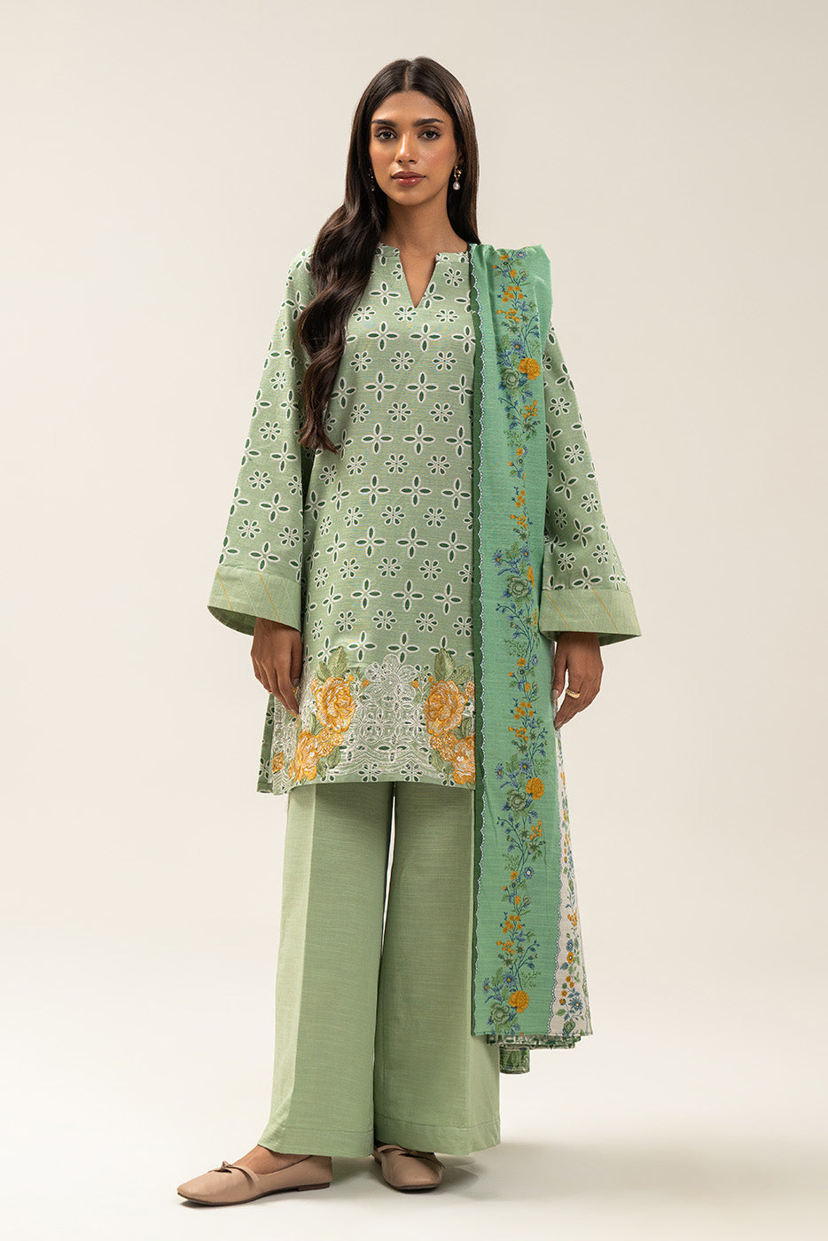 3 PIECE EMBROIDERED SLUB KHADDAR SUIT-SPRING VISAGE (UNSTITCHED)