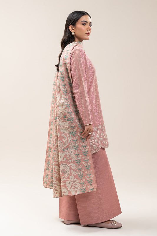 3 PIECE EMBROIDERED SLUB KHADDAR SUIT-DUTCH PINK (UNSTITCHED)